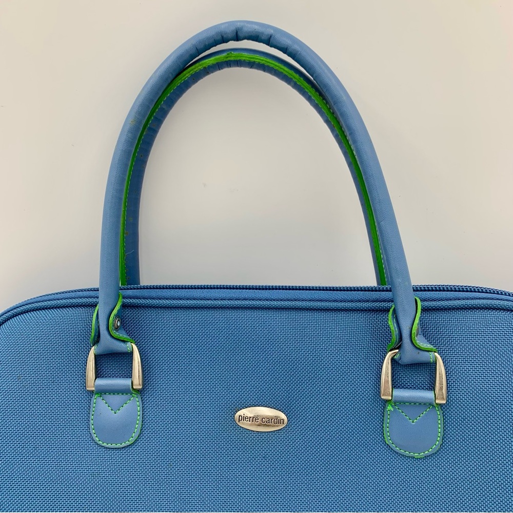 Vintage Pierre Cardin Travel Tote Carry On Shoulder Bag Blue Luggage 19x13x7 EUC - Picture 3 of 15